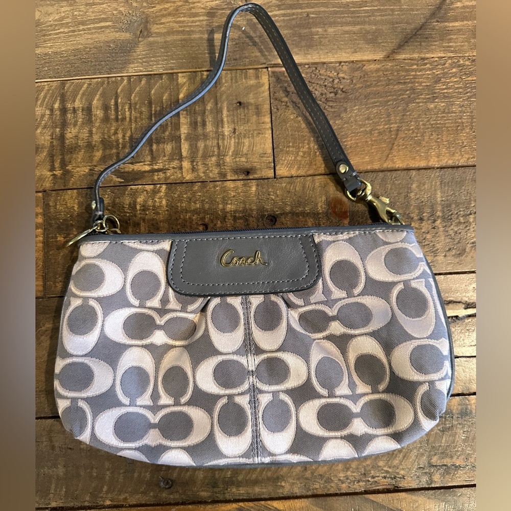 Coach Signature Canvas Wristlet With Leather Trim - Picture 4 of 7